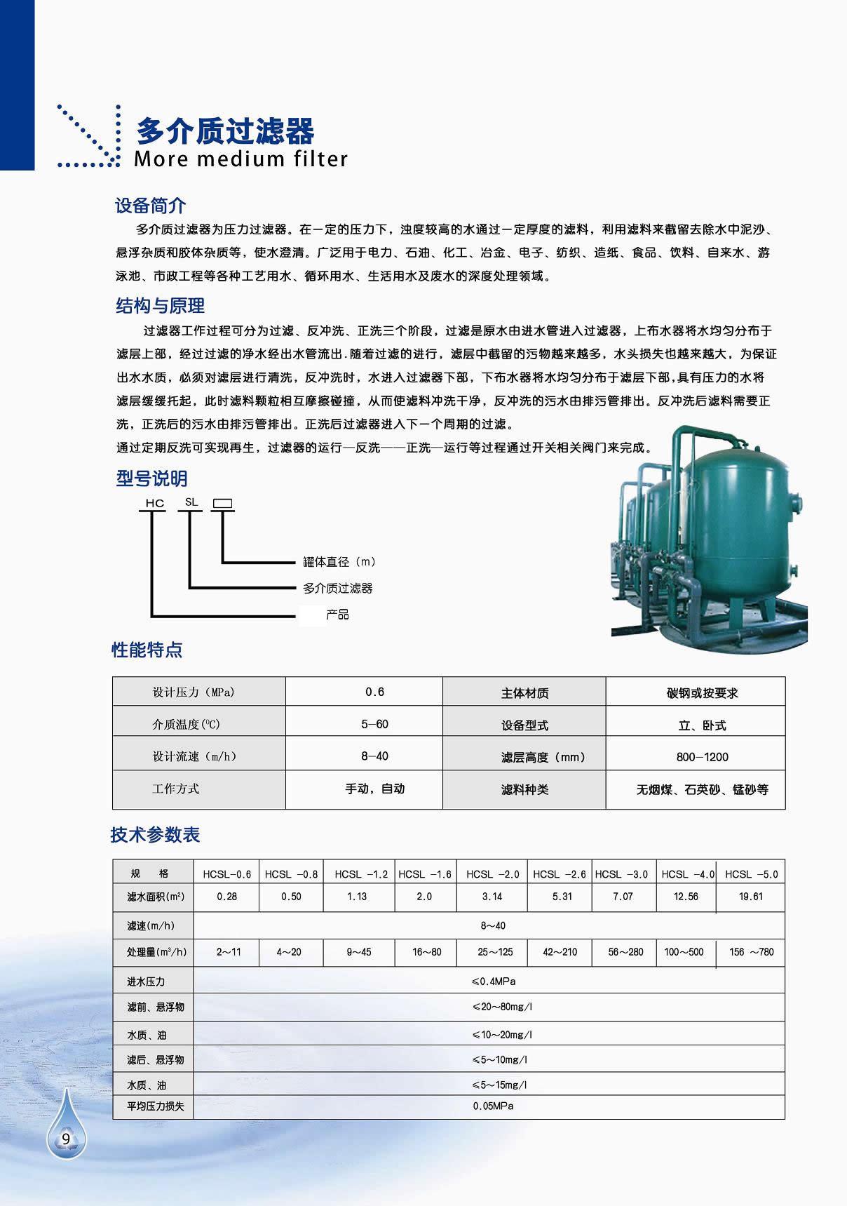 工泉牌多介質過濾器產品彩頁